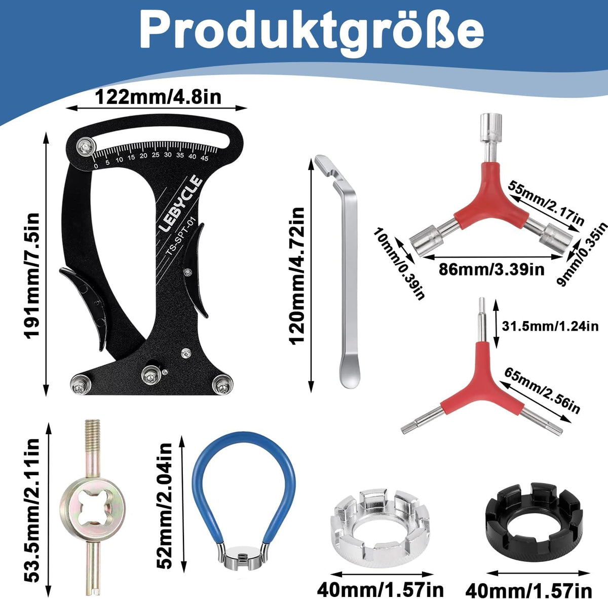 🚴‍♂️🔧 Set 8 Piese Tensiometru Spite Bicicletă, Chei Spite, Unelte Multifuncționale Hanlintk