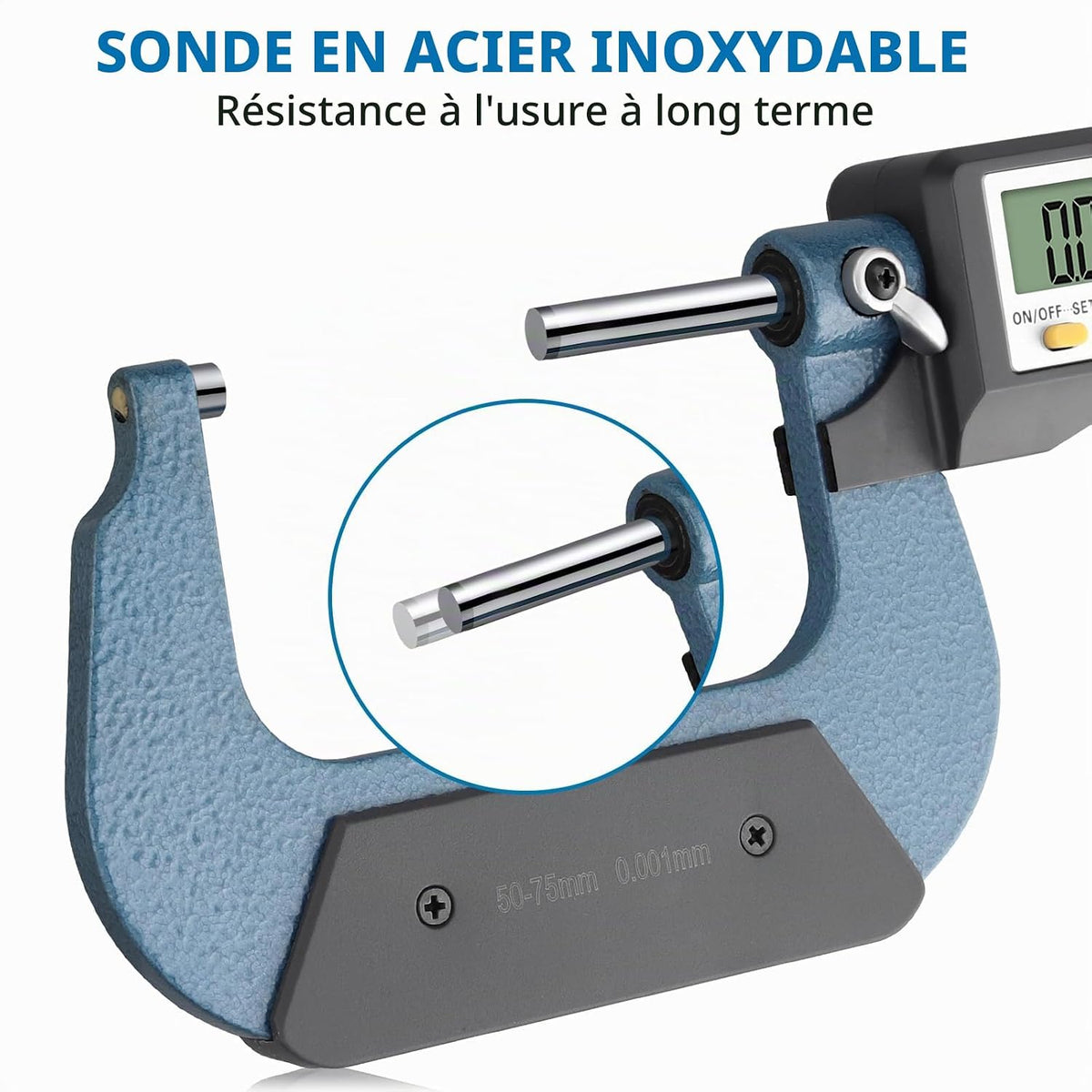 📏 Micrometru Digital AUTOUTLET 50–75mm, 0.001mm, LCD, Precizie Ridicată, ABS + Oțel Inoxidabil