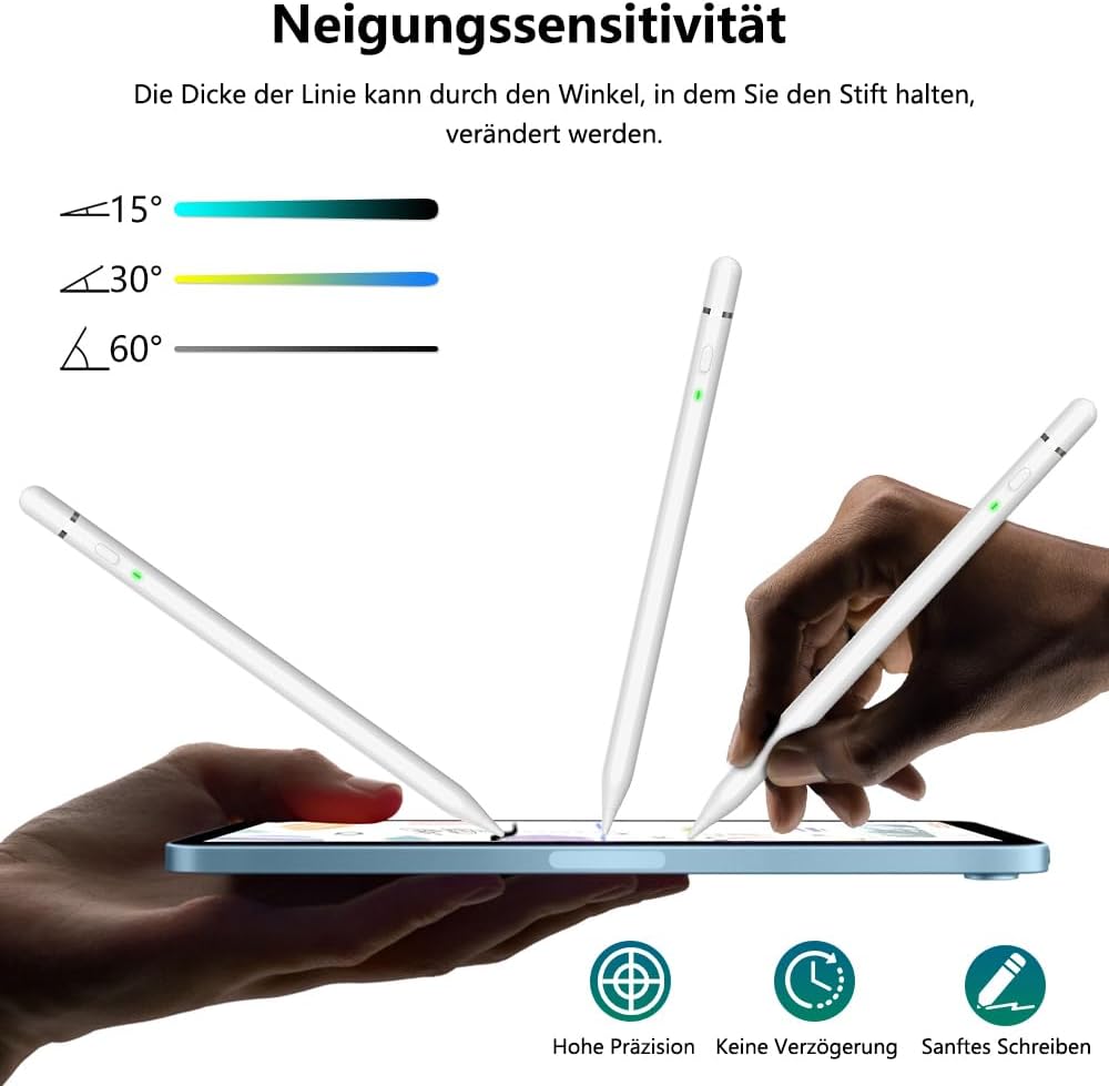 Stylus Pencil 2nd Gen pentru iPad 2018–2026 – Fast Charge 25 min, 13h Autonomie, Palm Rejection, Tilt Sensitivity