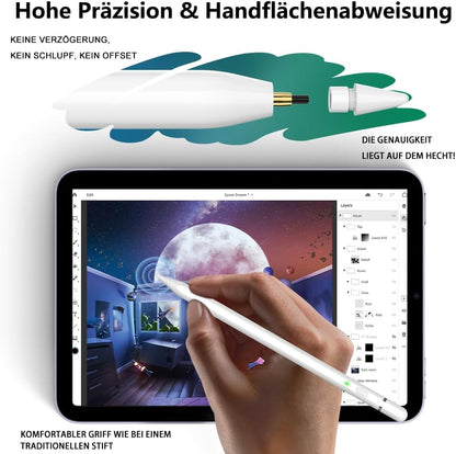 Stylus Pencil 2nd Gen pentru iPad 2018–2026 – Fast Charge 25 min, 13h Autonomie, Palm Rejection, Tilt Sensitivity