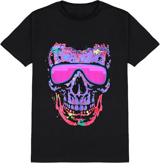 Tricou LED cu Egalizator Activat de Sunet – Light Up, Party, EDM, Hip Hop, Cosplay, Halloween – Unisex, 100% Bumbac, size M