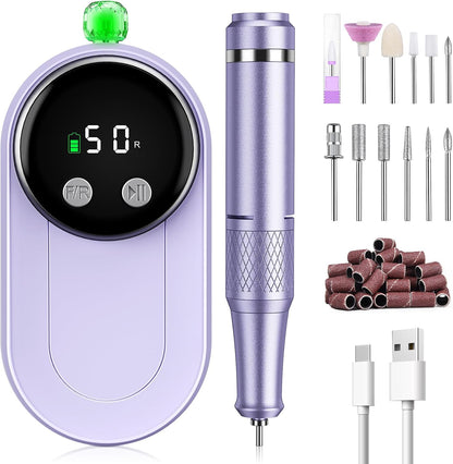 Freză Electrică Unghii 50000 RPM – Profesională, 36W, LCD, Reîncărcabilă, 12 Capete + 36 Benzi, Low Noise – Urbuti