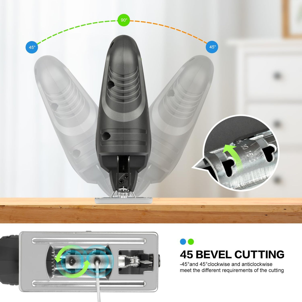 Fierăstrău Pendular 400W GALAX PRO – 3000 SPM, Tăiere ±45°, Viteză Reglabilă, Lame Lemn & Metal Incluse