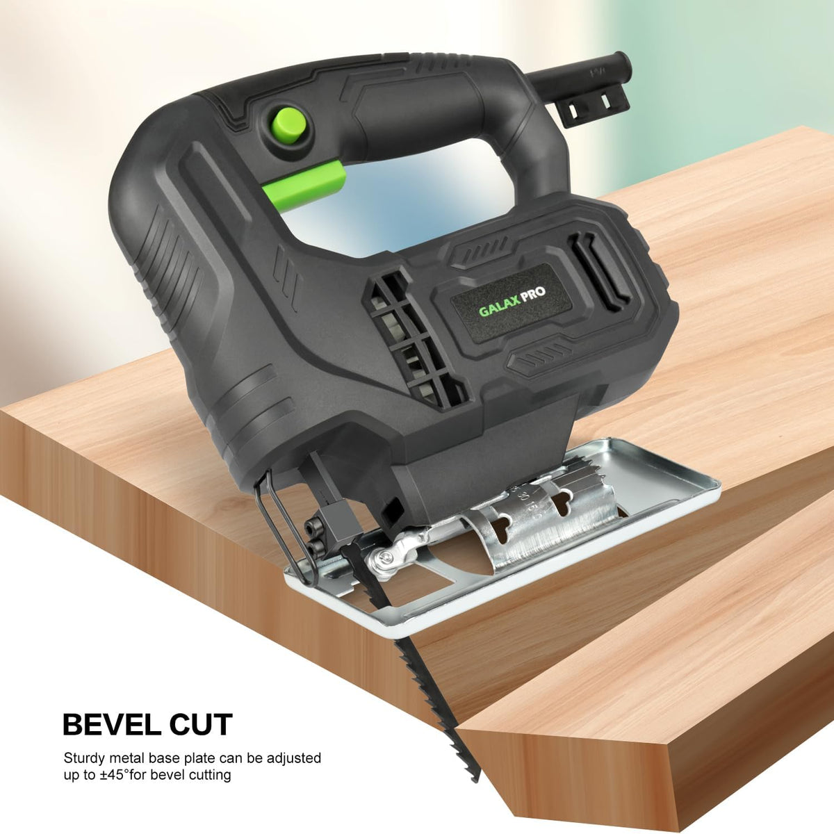 Fierăstrău Pendular 400W GALAX PRO – 3000 SPM, Tăiere ±45°, Viteză Reglabilă, Lame Lemn & Metal Incluse