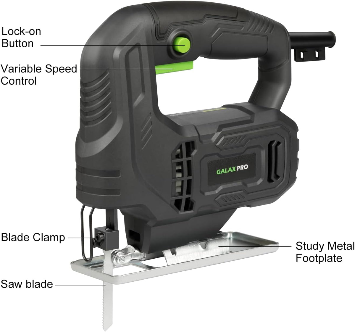 Fierăstrău Pendular 400W GALAX PRO – 3000 SPM, Tăiere ±45°, Viteză Reglabilă, Lame Lemn & Metal Incluse