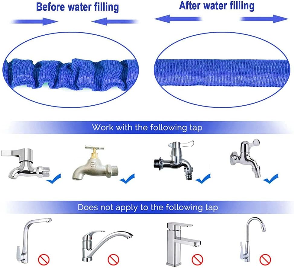 Furtun de Grădină Extensibil 38 m (125ft) – 8 Funcții, Anti‑Scurgeri, 3× Extensibil, Conectori 1/2” & 3/4” – AWXYZ