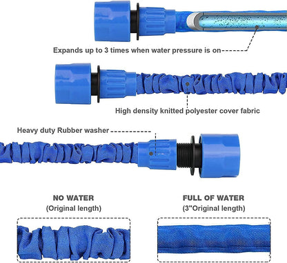 Furtun de Grădină Extensibil 38 m (125ft) – 8 Funcții, Anti‑Scurgeri, 3× Extensibil, Conectori 1/2” & 3/4” – AWXYZ