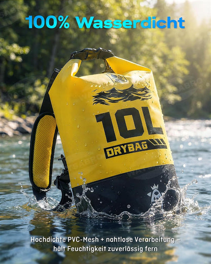 Geantă Impermeabilă Dry Bag 10L – PVC 500D, Rezistentă la Apă & Zgârieturi, IPX8, Sporturi Acvatice, SUP/Kayak – WATSABRO
