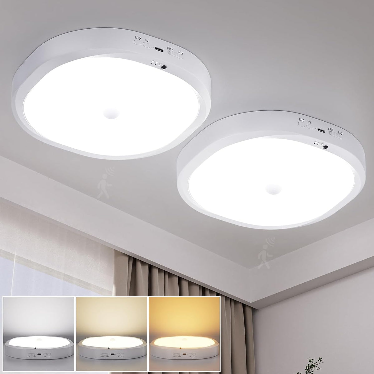 Lampă LED cu Senzor Mișcare 10000mAh – 550LM, 19 cm, Magnetică, Fără Cabluri, 3 Culori, Dimmable, Telecomandă & Timer – Set 2 Bucăți
