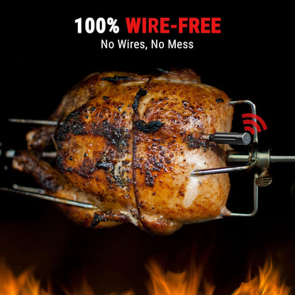 Termometru Wireless pentru Carne 150 m – Bluetooth 5.2, Fără Cabluri, 2 Senzori, Alarmă, App Control, Cuptor/Grătar/Smoker – TempPro 150M