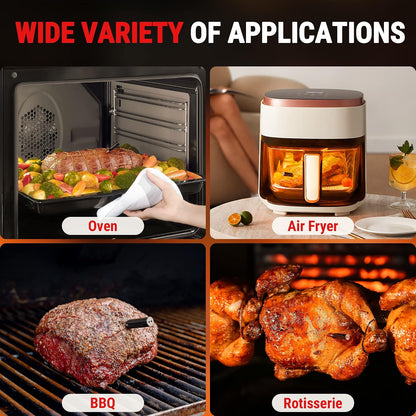 Termometru Wireless pentru Carne 150 m – Bluetooth 5.2, Fără Cabluri, 2 Senzori, Alarmă, App Control, Cuptor/Grătar/Smoker – TempPro 150M
