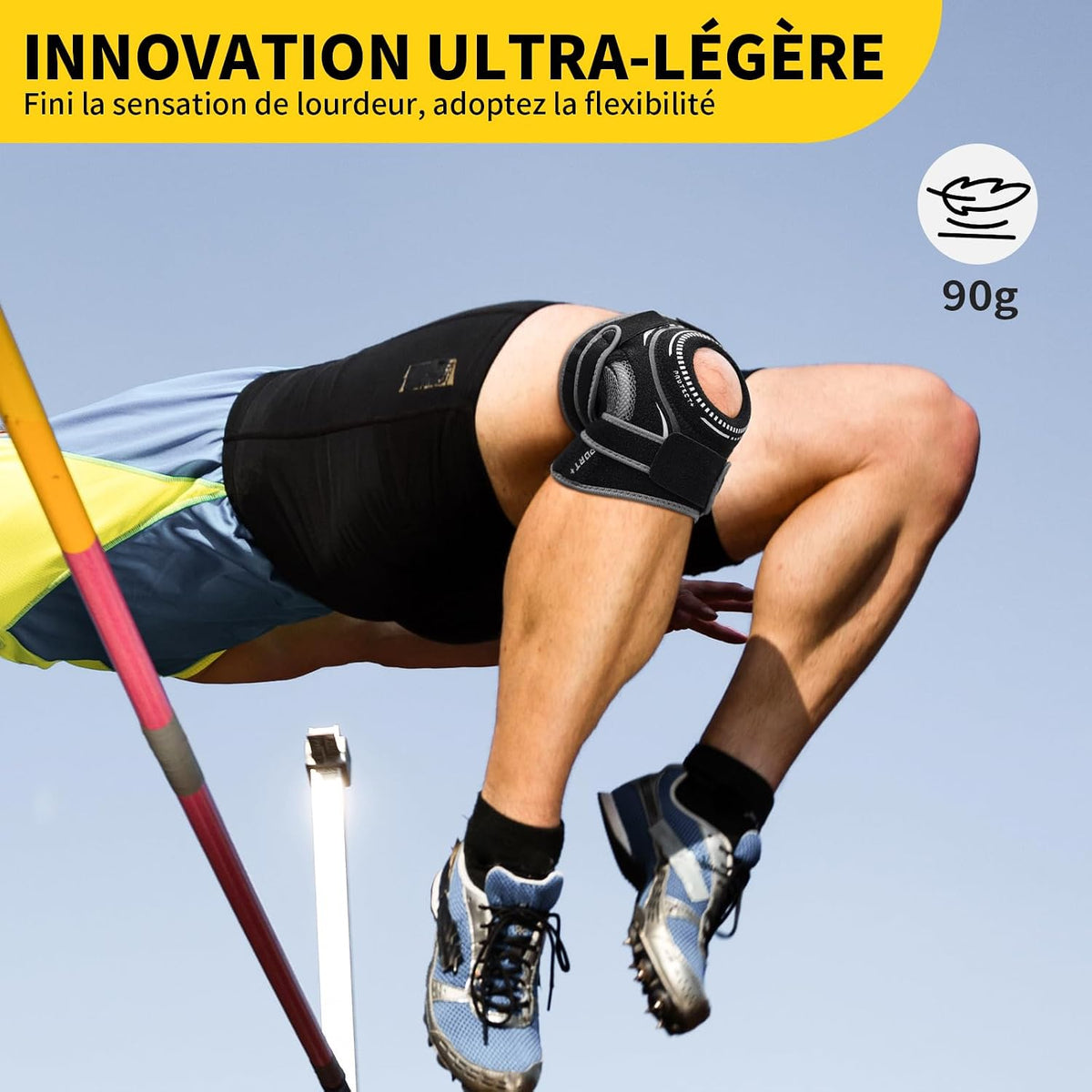 Orteză Genunchi cu Stabilizatori Laterali & Gel Patelar – Compresie, 360° Wrap, Ultraușoară 90 g, ACL/MCL/Artrită – CAMBIVO