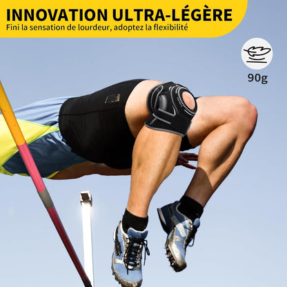 Orteză Genunchi cu Stabilizatori Laterali & Gel Patelar – Compresie, 360° Wrap, Ultraușoară 90 g, ACL/MCL/Artrită – CAMBIVO