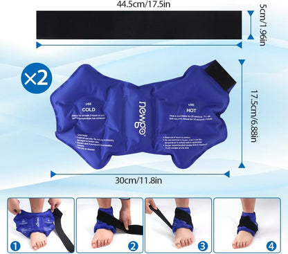 Pachet 2× Compresă Gheață pentru Gleznă – Gel Reutilizabil, Terapie Rece/Calda, Anti‑Umflare, Entorse & Tendinită – NEWGO