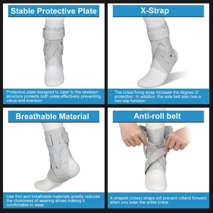 Orteză Glezna cu Placă PE – Stabilizare Puternică, Anti‑Entorse, Compresie, Velcro Reglabil, Unisex – Chlffua