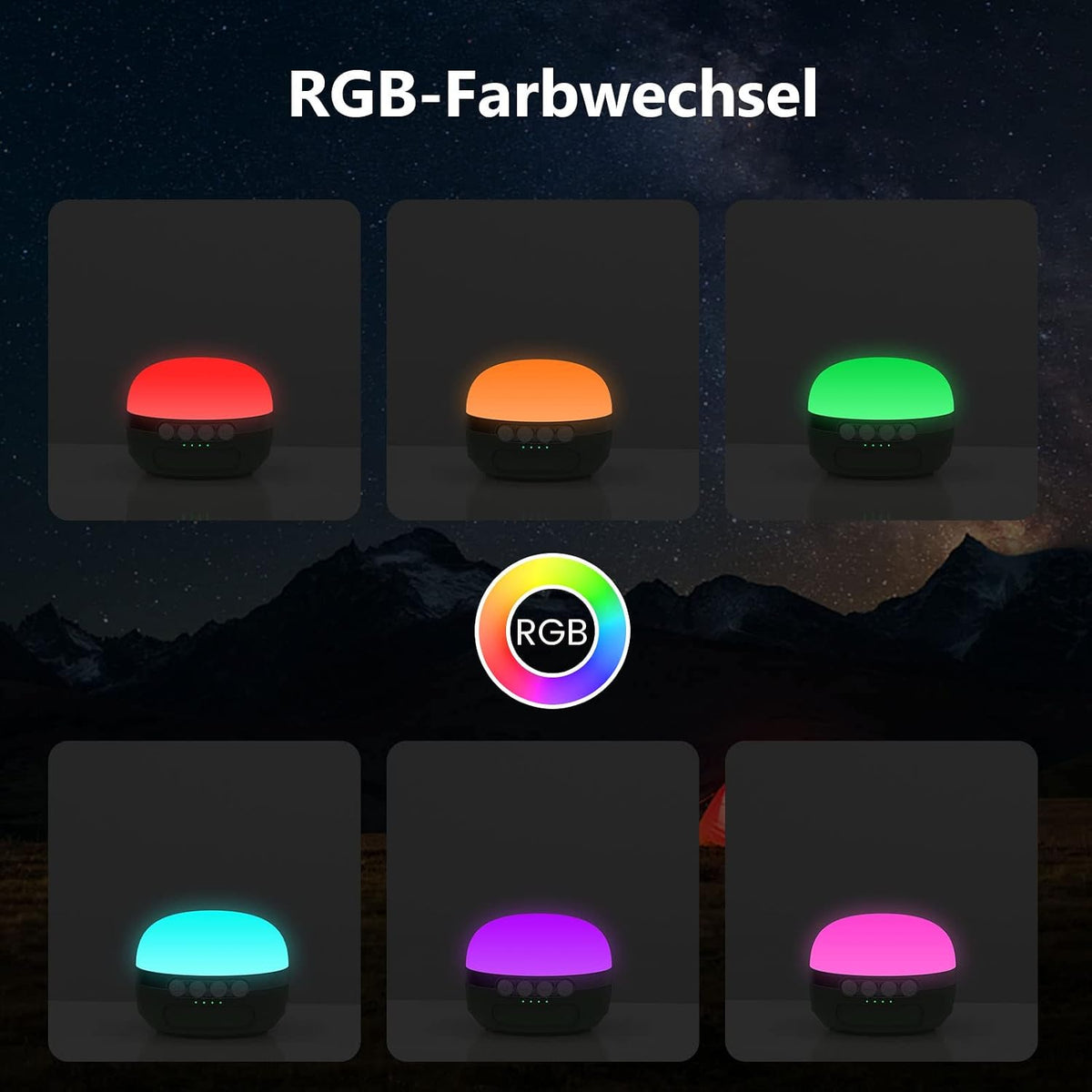 Lanternă LED Camping RGB, Baterie 8400mAh, Reîncărcabilă USB-C, Dimmer Continuu, Magnet Puternic, Impermeabilă