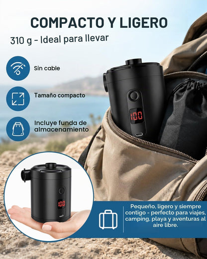 Mini Pompă Electrică Reîncărcabilă Lytool 5200mAh, Umflare și Dezumflare Rapidă, 3 Duze Incluse, USB, pentru Saltele, Piscine și Camping