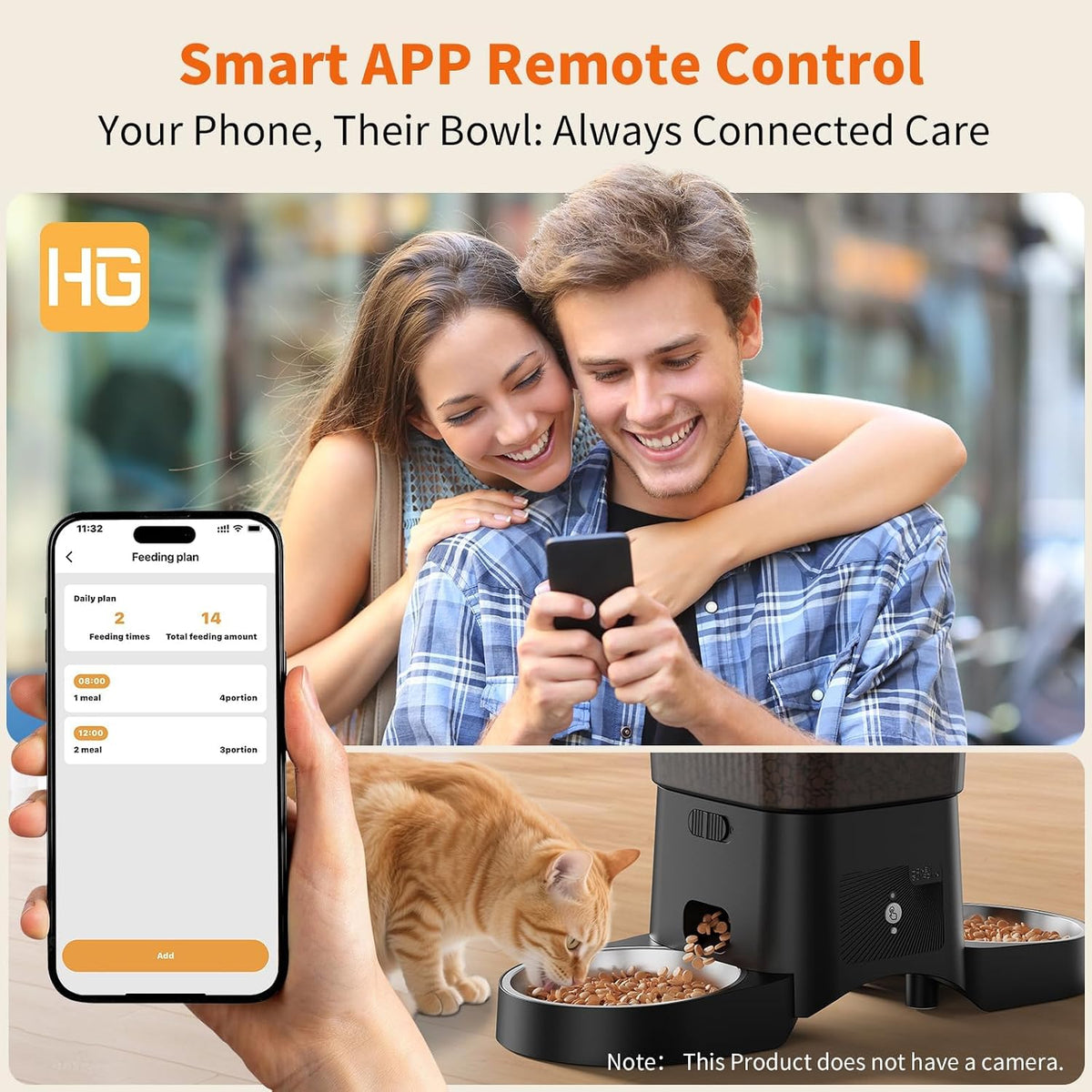 Hrănitor Automat Inteligent pentru Pisici și Câini, WiFi 5G/2.4G, 3.5L, 2 Boluri din Inox, Control prin Aplicație