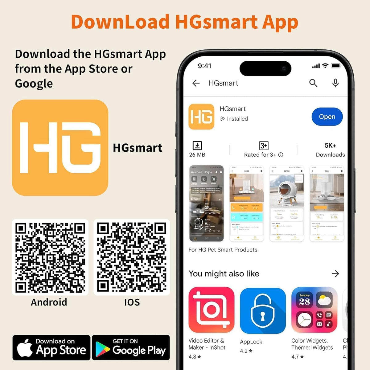 Hrănitor Automat Inteligent pentru Pisici și Câini, WiFi 5G/2.4G, 3.5L, 2 Boluri din Inox, Control prin Aplicație