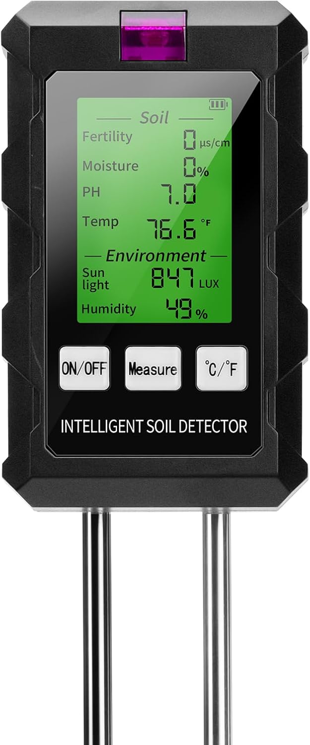Sonda Profesionala Sol 6 în 1 pentru Plante, pH, Umiditate, Temperatură, Fertilitate, Luminozitate și Umiditate Ambientală