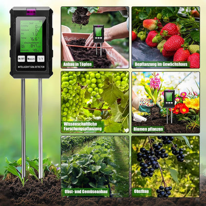 Sonda Profesionala Sol 6 în 1 pentru Plante, pH, Umiditate, Temperatură, Fertilitate, Luminozitate și Umiditate Ambientală