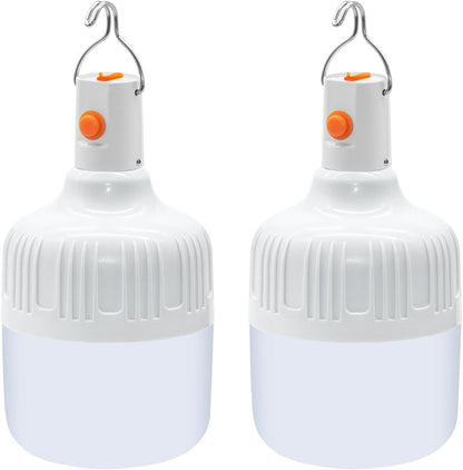 Lanternă LED Reîncărcabilă pentru Camping, Set 2 Bucăți, 3 Moduri de Iluminare, Cârlig Suspendare, Rezistentă la Apă