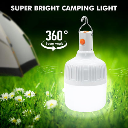 Lanternă LED Reîncărcabilă pentru Camping, Set 2 Bucăți, 3 Moduri de Iluminare, Cârlig Suspendare, Rezistentă la Apă