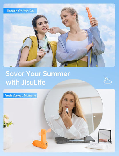 Ventilator Portabil 3 în 1 Reîncărcabil USB, Power Bank și Lanternă LED, Autonomie până la 19 Ore, Design Compact Pliabil