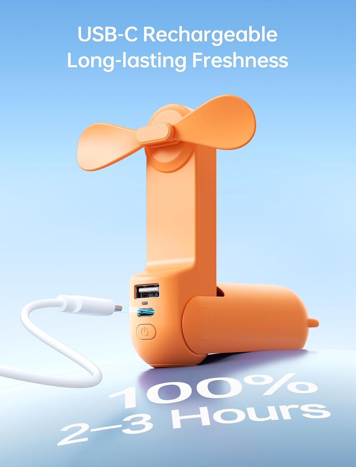 Ventilator Portabil 3 în 1 Reîncărcabil USB, Power Bank și Lanternă LED, Autonomie până la 19 Ore, Design Compact Pliabil
