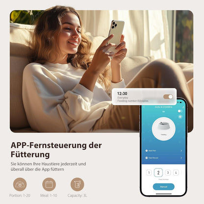 Hrănitor Automat pentru Pisici și Câini IMIPAW – 3L, Control prin Aplicație, WiFi 5G/2.4G, 1–10 Mese/zi