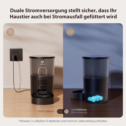 Hrănitor Automat pentru Pisici și Câini IMIPAW – 3L, Control prin Aplicație, WiFi 5G/2.4G, 1–10 Mese/zi