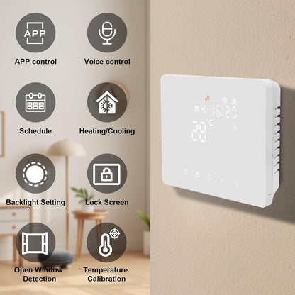 🌡️ Termostat Smart WiFi KETOTEK pentru Centrală – 5A, 220V, Compatibil Alexa & Google Home, Control prin Tuya/Smart Life