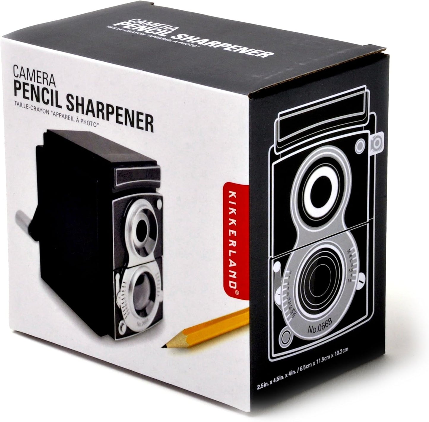 Ascuțitoare de creioane „Camera Pencil Sharpener” – Kikkerland, design vintage, cu reglaj de ascuțire