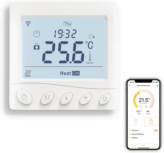 🌡️ Termostat Smart WiFi MOES pentru Centrale pe Apă/Gaz – Control Inteligent, Programare 7 Zile, Compatibil Alexa & Google Home