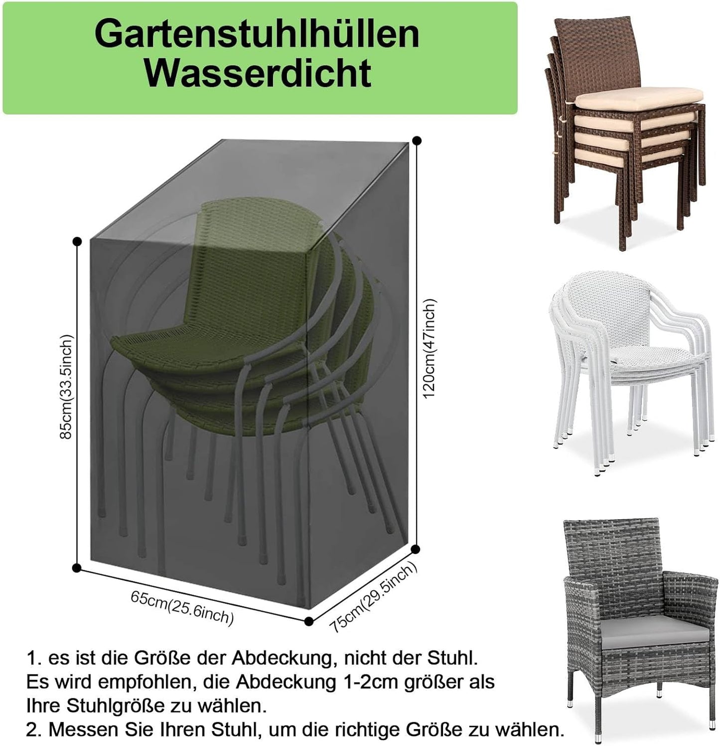 Husă Protecție Scaune Grădină – Newbob, 420D Oxford, Impermeabilă & Rezistentă UV (65 × 75 × 85/120 cm)