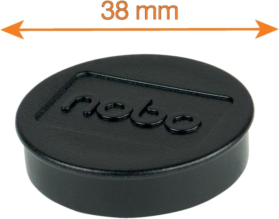 Set 4 magneți pentru whiteboard – Nobo, 38 mm, negru – Putere mare de prindere