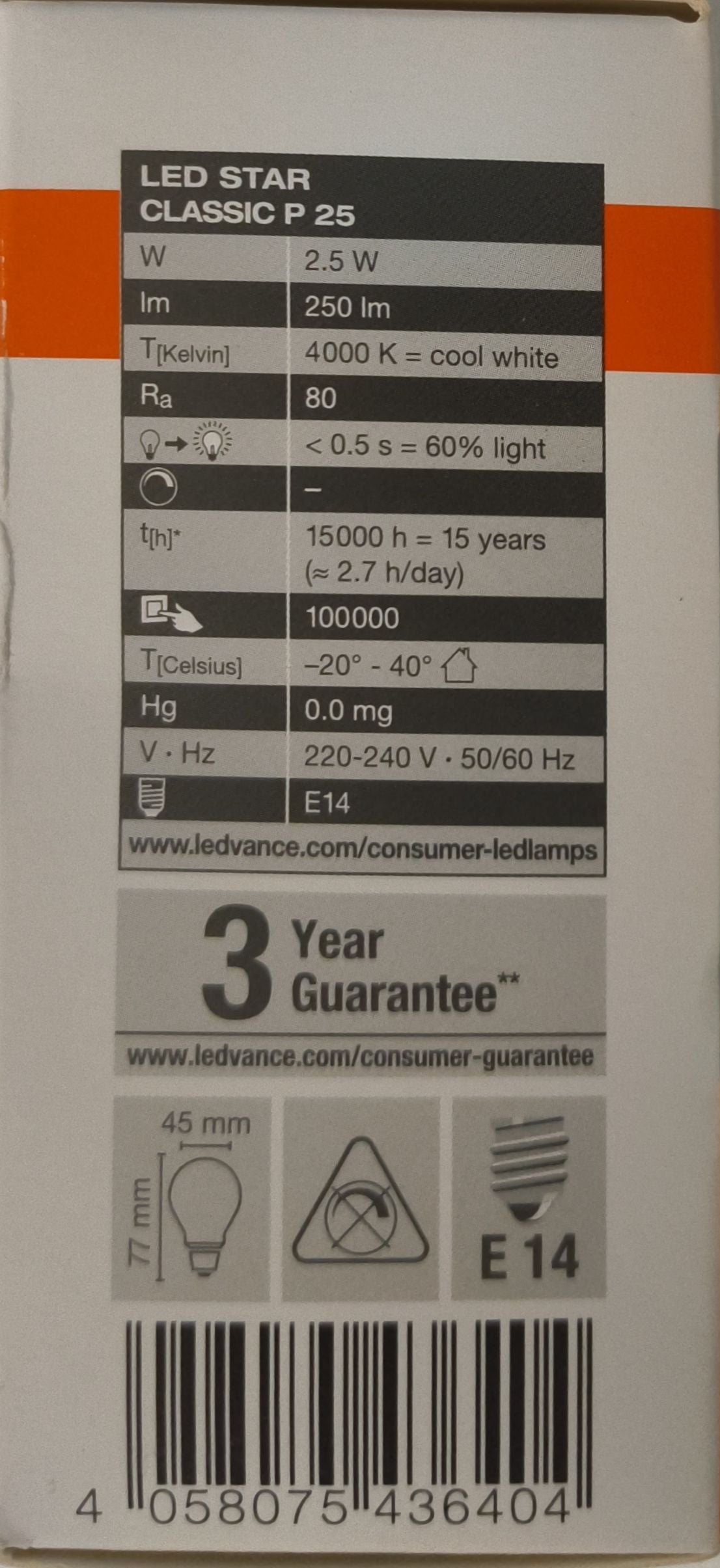 Bec LED OSRAM Retrofit CLASSIC P, 2.5W, E14, 4000K, 250 lm – Mat