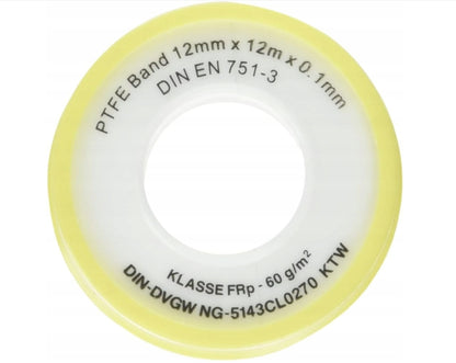 Bandă PTFE (Teflon) pentru etanșare – 12 m, 12 mm, 0,1 mm grosime