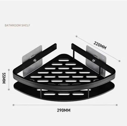 Set 2 rafturi colț baie, aluminiu, 29×22×5.5 cm, negru – Descriere produs