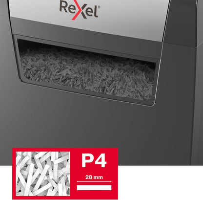 Distrugător de documente Rexel Momentum X406 – Cross‑Cut P4, 6 coli, Coș 15L, Negru