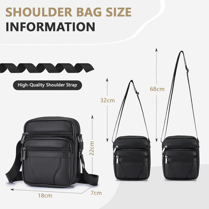 SPAHER – Geantă Bărbați din Piele Naturală | Crossbody Retro, 17 × 8 × 20 cm, Negru
