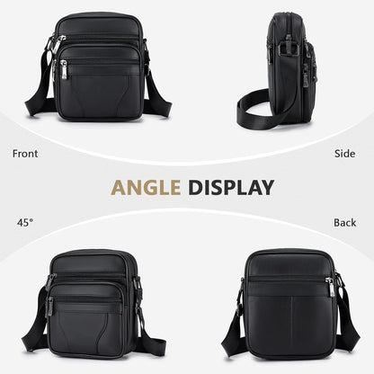 SPAHER – Geantă Bărbați din Piele Naturală | Crossbody Retro, 17 × 8 × 20 cm, Negru