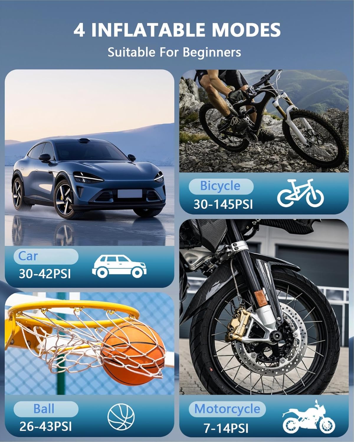 SERVOMASTER – Compresor Electric Portabil 150 PSI | Pompă Auto & Bicicletă, Baterie Reîncărcabilă, Display Digital, LED SOS