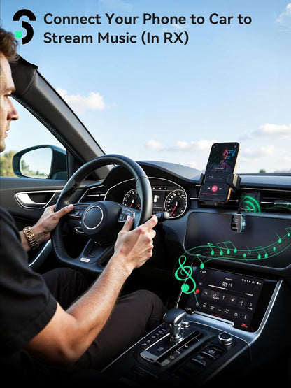 Adaptor Bluetooth 5.3 SOOMFON – Transmițător & Receptor 2‑în‑1, cu Ecran LCD și Conectare Duală (Pentru Avion, TV, Căști, Boxe)