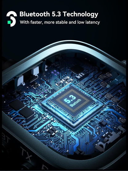 Adaptor Bluetooth 5.3 SOOMFON – Transmițător & Receptor 2‑în‑1, cu Ecran LCD și Conectare Duală (Pentru Avion, TV, Căști, Boxe)