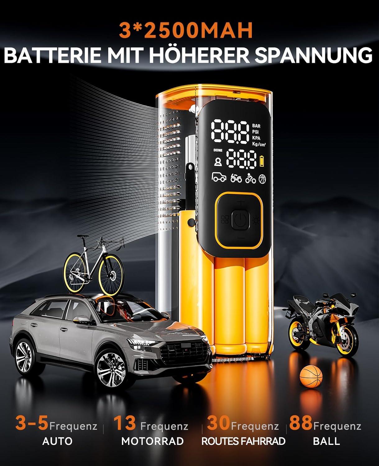 Compresor Electric Portabil SUNPOW 160 PSI, 7500 mAh - Puternic, rapid și ideal pentru orice situație de urgență auto