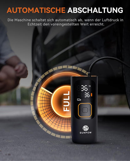 Compresor Electric Portabil SUNPOW 160 PSI, 7500 mAh - Puternic, rapid și ideal pentru orice situație de urgență auto