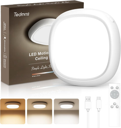 Plafonieră LED Reîncărcabilă – 12000mAh, Senzor Mișcare, 3 Culori, Telecomandă, Fără Cabluri