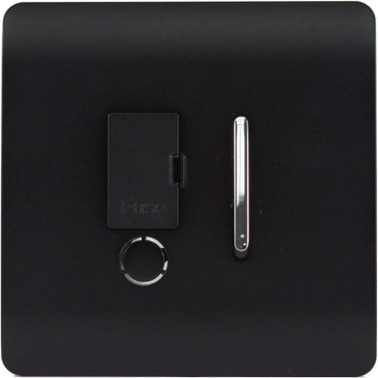 Trendi Switch Fused Spur 13A, Placă Screwless, Negru Mat