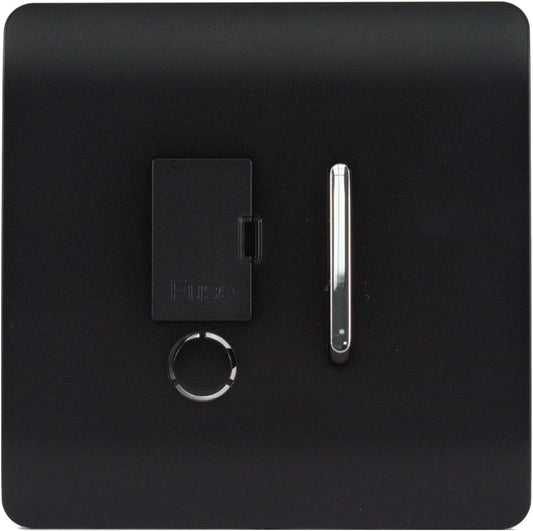 Trendi Switch Fused Spur 13A, Placă Screwless, Negru Mat